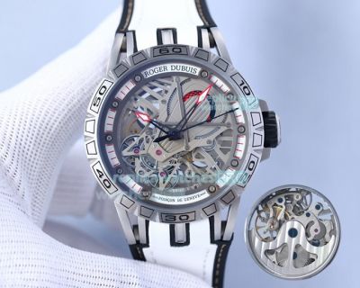 Replica Roger Dubuis Excalibur Quatuor Skeleton Dial White Nylon Strap Watch